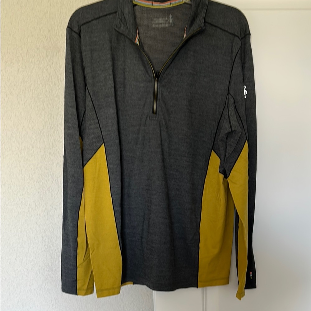 Smartwool Charcoal and Mustard Quarter-Zip Top